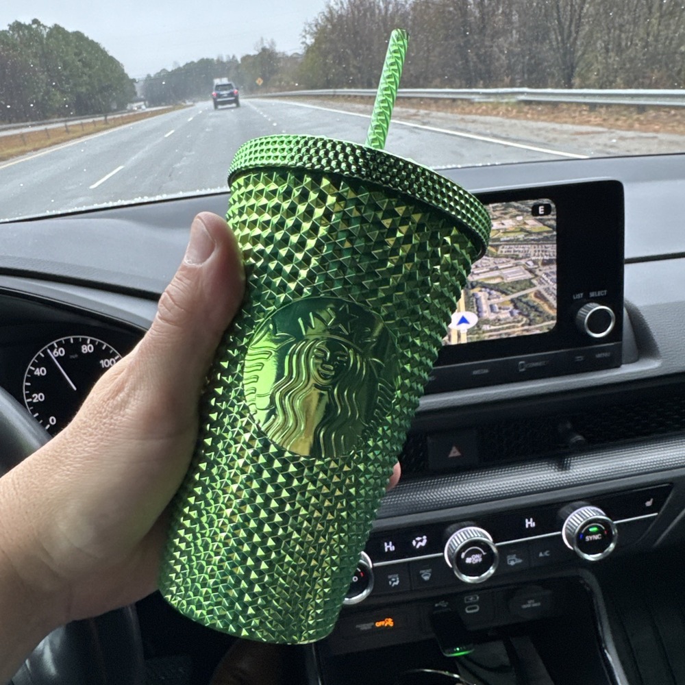 Starbucks Holiday Metallic Green Studded 16 oz Grande Tumbler Cup New‎ With Tags